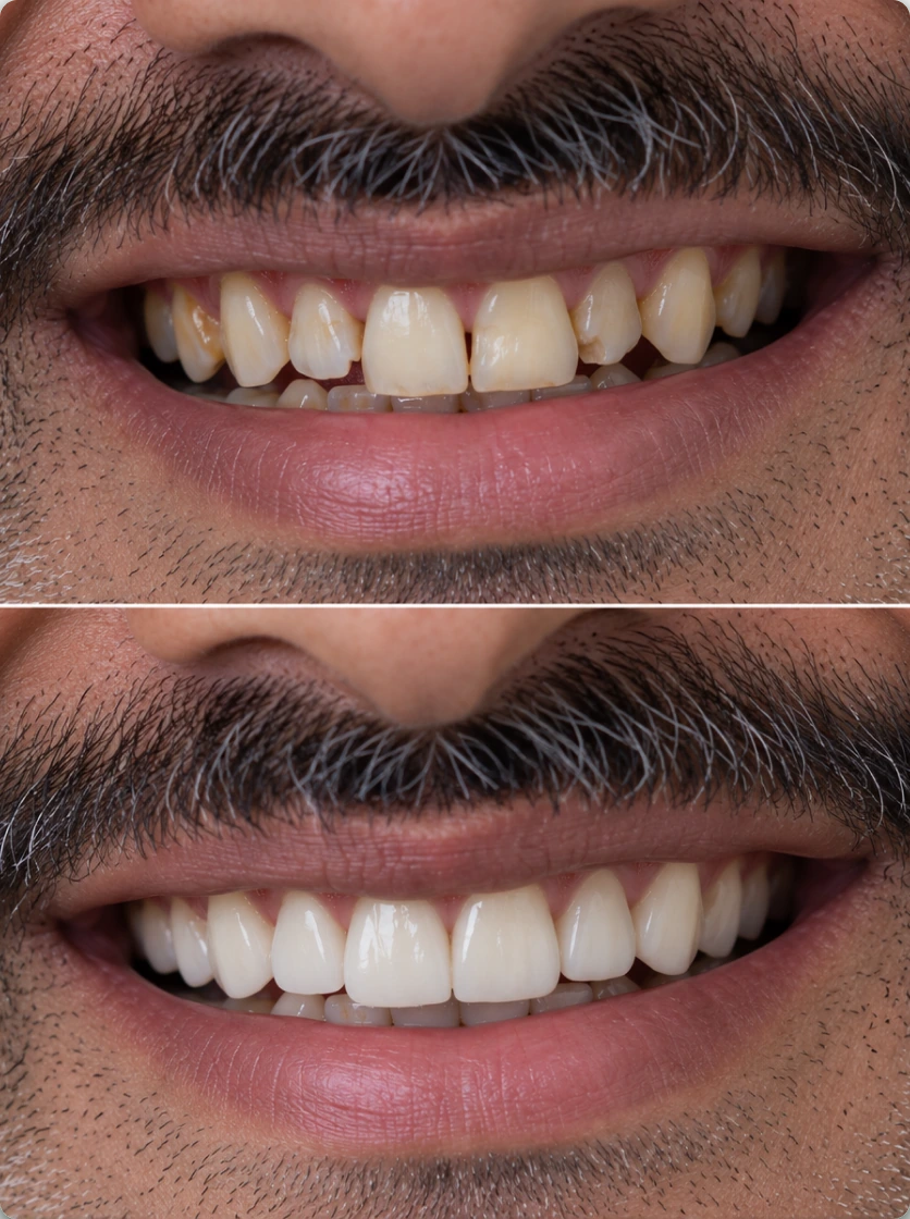 Smile makeover before and after