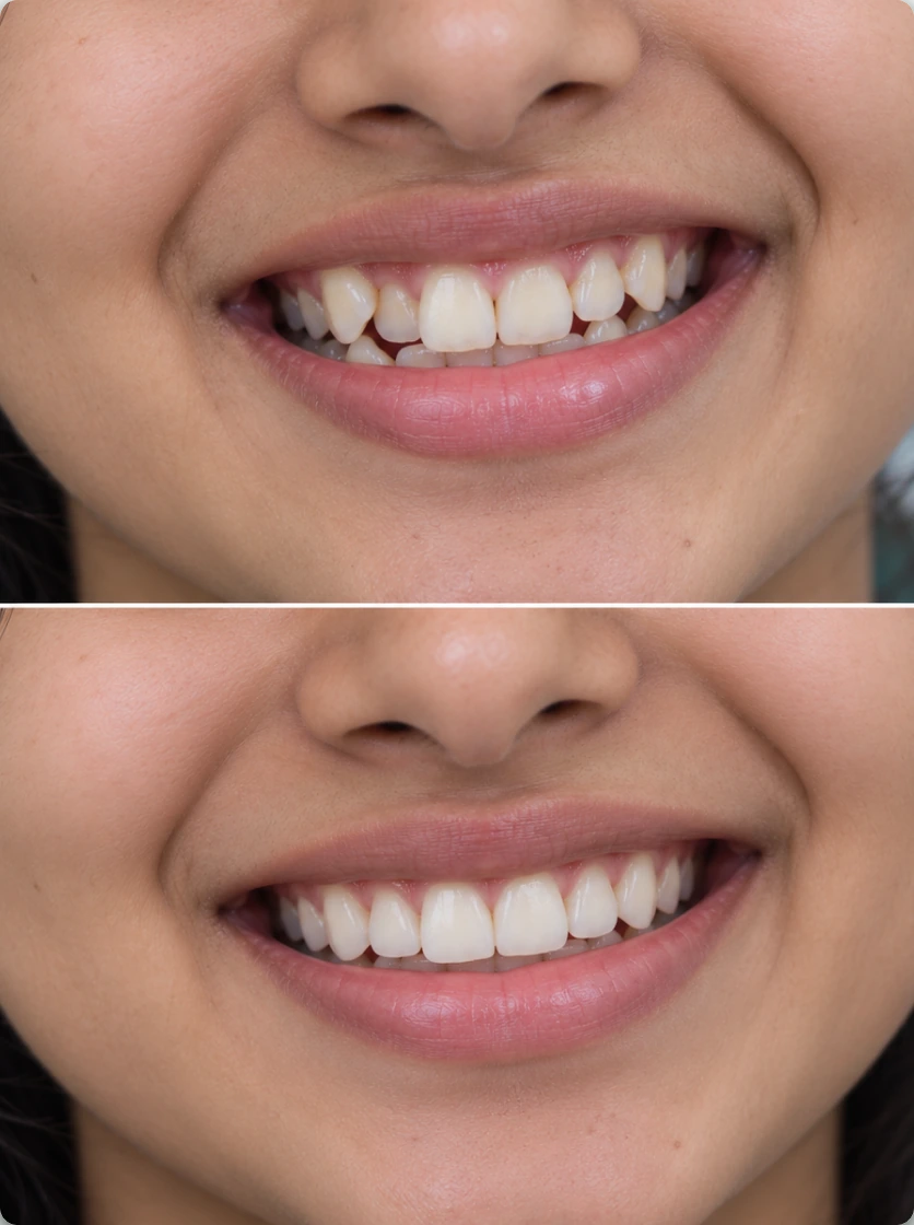 Smile makeover before and after